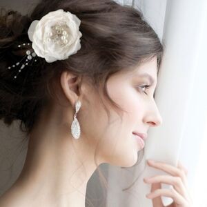 2 Lillian Rose Pretty Jewel Flower Wedding Hair Clip Accessories, Cream